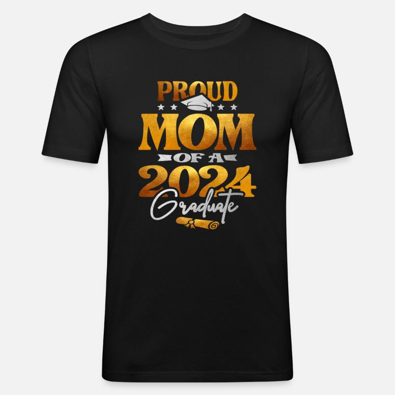 Stolze Mutter eines Abschlussjahrgangs 2024 des Abschlussjahrgangs 2024 - Männer Slim Fit T-Shirt - Schwarz