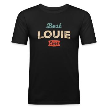 Meilleur Louie de tous les temps Prénom drôle Louie - T-shirt près du corps Homme - noir - Devant - Nik (191cm)
