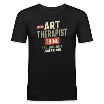 Art-thérapeute - T-shirt près du corps Homme - noir - Devant - Nik (191cm)