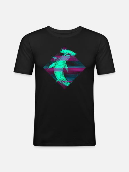 Requin-marteau Vaporwave - T-shirt près du corps Homme - noir