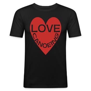 Exciting Love Canoeing Red Heart Hobby - Männer Slim Fit T-Shirt - Schwarz - Vorne - Nik (191cm)