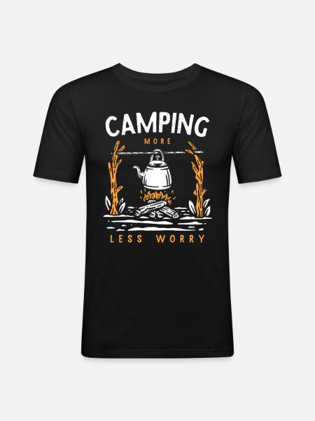 Camping Plus moins de soucis - T-shirt près du corps Homme - noir