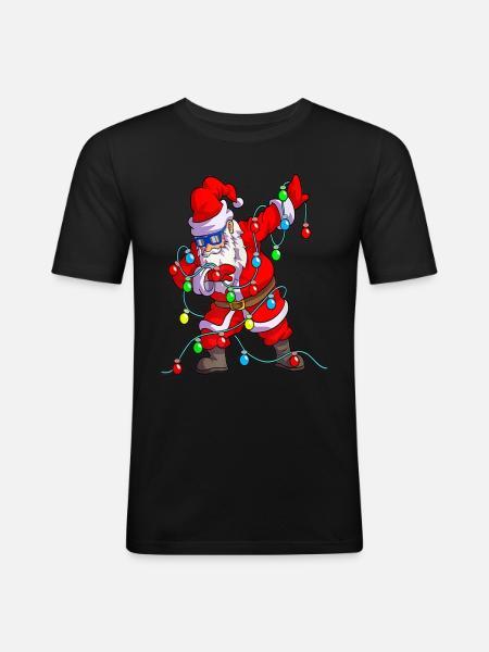 Julelys dupper julemanden - Herre Slim Fit T-Shirt - sort