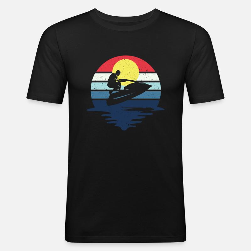 Retro Jetboot Wassermotorrad Jetski - Männer Slim Fit T-Shirt - Schwarz