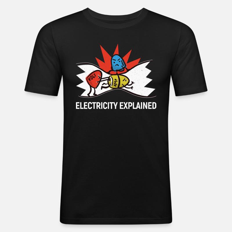 Electricity explained - Ohm Volt Ampere - Männer Slim Fit T-Shirt - Schwarz
