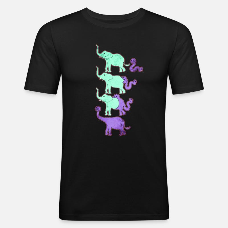 Drôle d’évolution des dinosaures - T-shirt près du corps Homme - noir