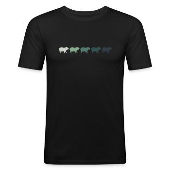 Retro Capybara Silhoutte - Capybaras - Männer Slim Fit T-Shirt - Schwarz - Vorne - Nik (191cm)