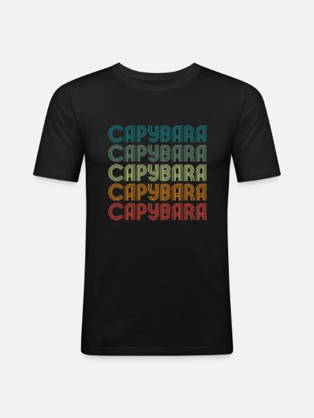 Retro Capybara Text Design - Capybaras - Männer Slim Fit T-Shirt - Schwarz