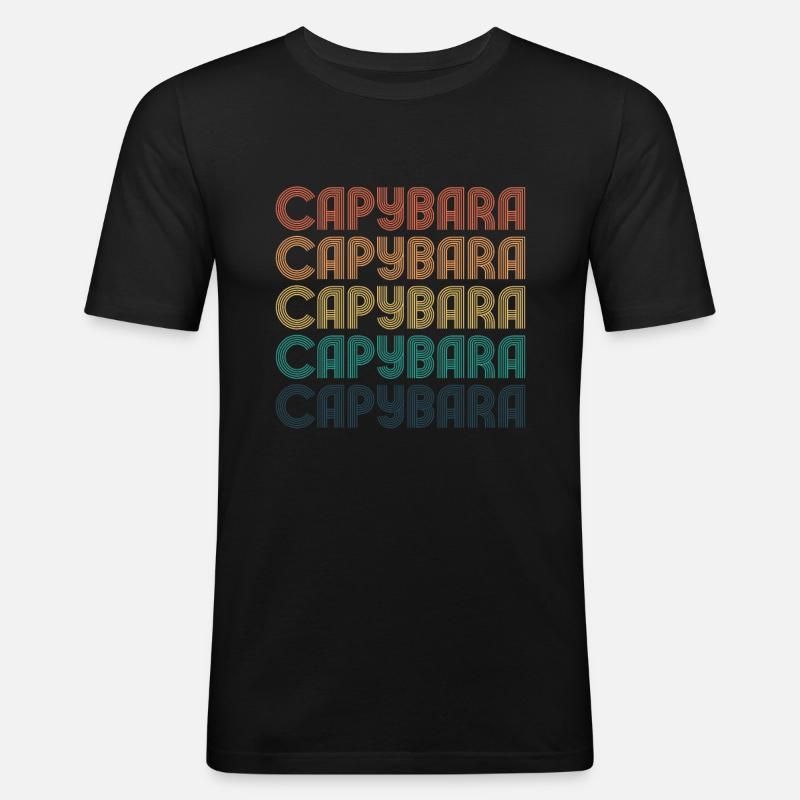 Retro Capybara Text Design - Capybaras - Männer Slim Fit T-Shirt - Schwarz