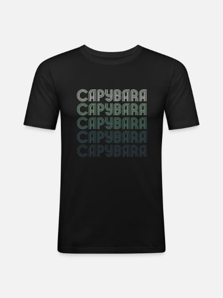 Retro Capybara Text Design - Capybaras - Männer Slim Fit T-Shirt - Schwarz