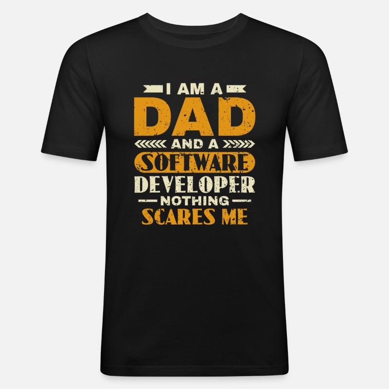 Software Developer Dad - Software Programmierer - Männer Slim Fit T-Shirt - Schwarz