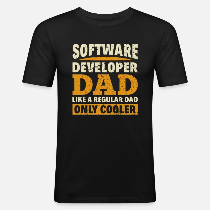 Software Developer Dad - Software Programmierer - Männer Slim Fit T-Shirt - Schwarz