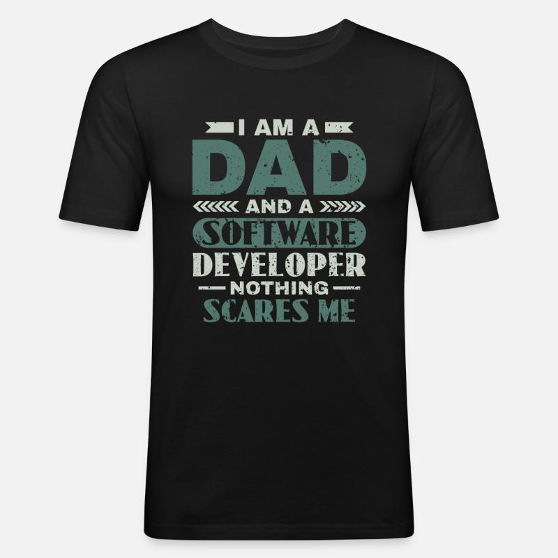 Software Developer Dad - Software Programmierer - Männer Slim Fit T-Shirt - Schwarz