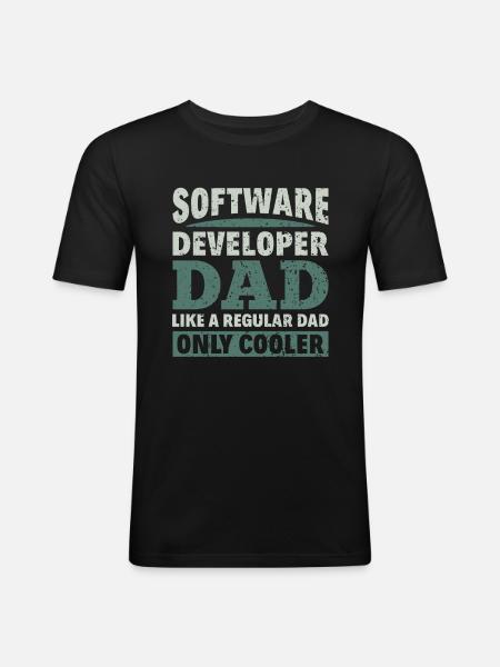 Software Developer Dad - Software Programmierer - Männer Slim Fit T-Shirt - Schwarz