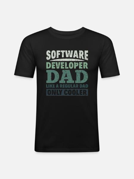 Software Developer Dad - Software Programmierer - Männer Slim Fit T-Shirt - Schwarz