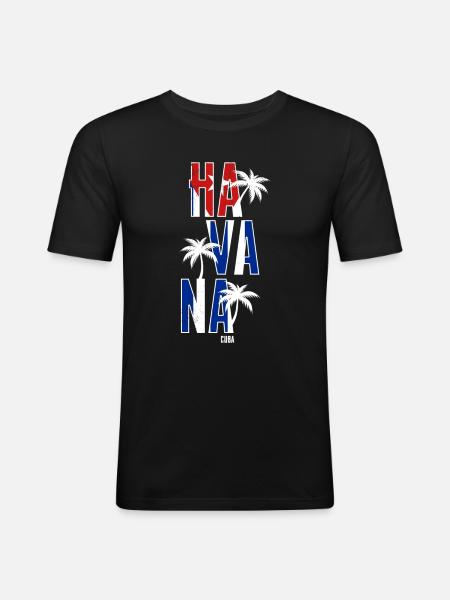 Havanna Kuba - Männer Slim Fit T-Shirt - Schwarz