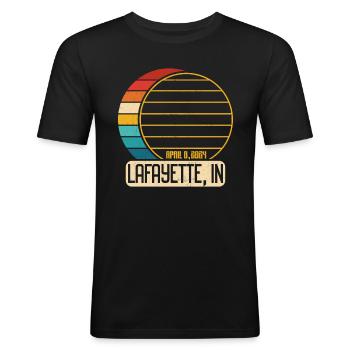 Total Solar Eclipse Indiana Lafayette EclipseLafay - Männer Slim Fit T-Shirt - Schwarz - Vorne - Nik (191cm)
