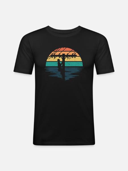 Retro Electrician - Cable Installer - Men's Slim Fit T-Shirt - black