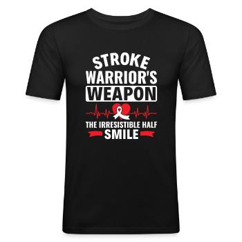 L’arme du guerrier de l’AVC : un demi-sourire irrésistible - T-shirt près du corps Homme - noir - Devant - Nik (191cm)
