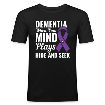 Démence - Quand notre joue à cache-cache - - T-shirt près du corps Homme - noir - Devant - Nik (191cm)