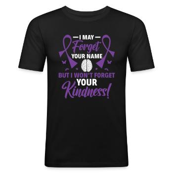 Oubliez votre nom mais pas votre gentillesse - - T-shirt près du corps Homme - noir - Devant - Nik (191cm)