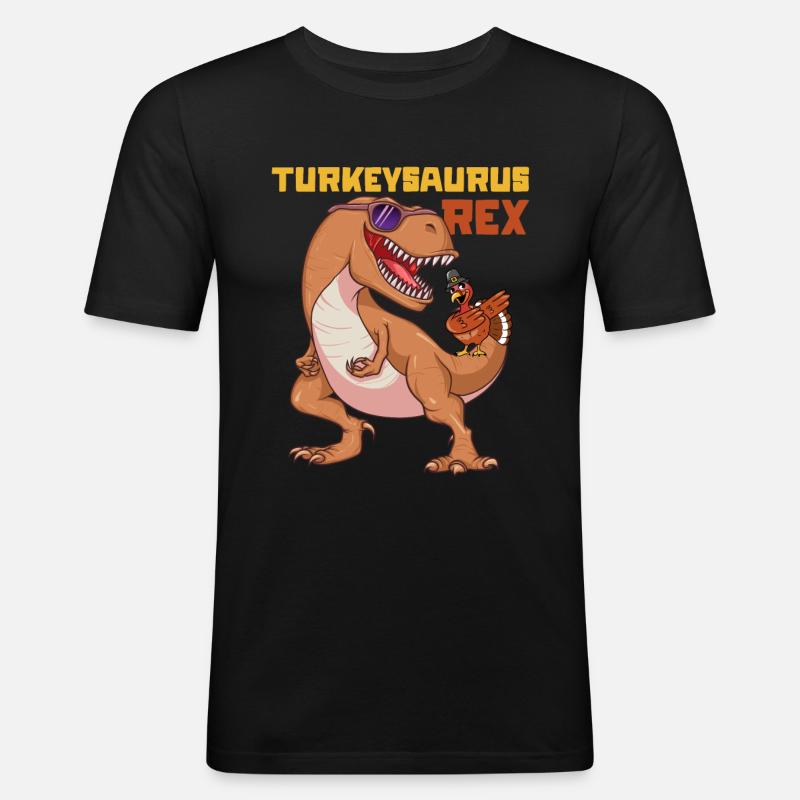 Turkeysaurus Rex Lustiges Kinder-Kleinkind-Ernteda - Männer Slim Fit T-Shirt - Schwarz