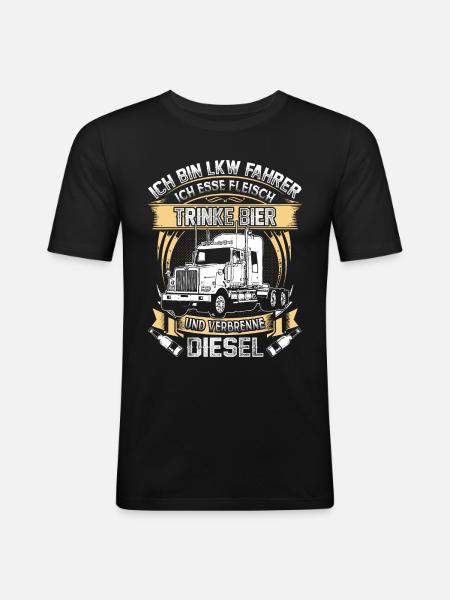Ich bin LKW Fahrer - Männer Slim Fit T-Shirt - Schwarz