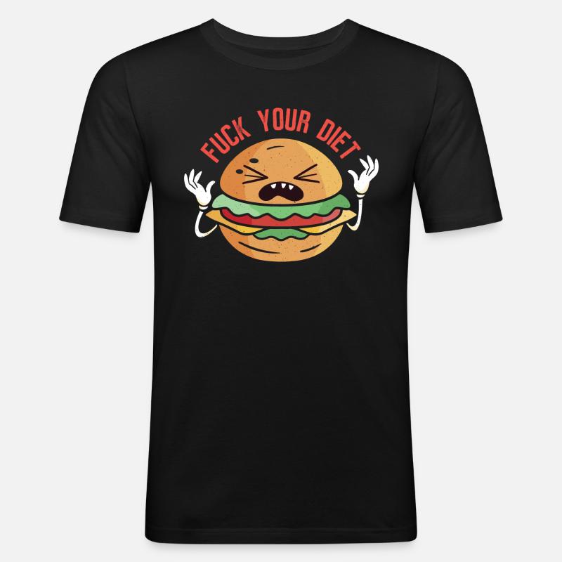 Keine Diät! Ich liebe Essen - Männer Slim Fit T-Shirt - Schwarz