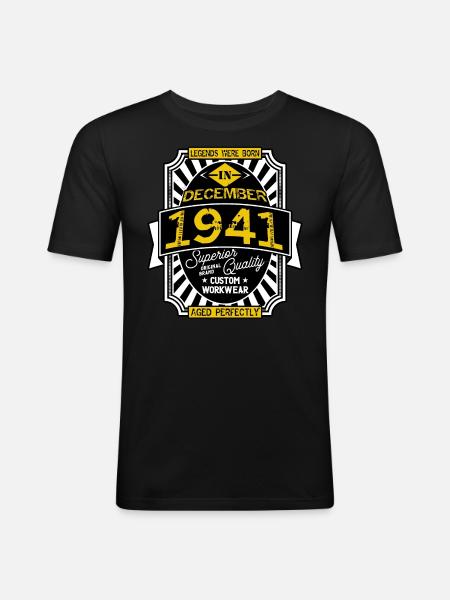 1941 DECEMBER - Men's Slim Fit T-Shirt - black
