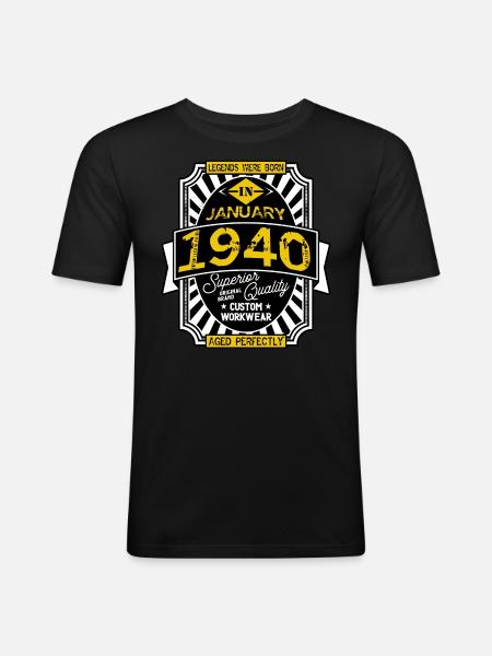 JANUAR 1940 - Männer Slim Fit T-Shirt - Schwarz