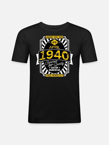1940 APRIL - T-shirt près du corps Homme - noir