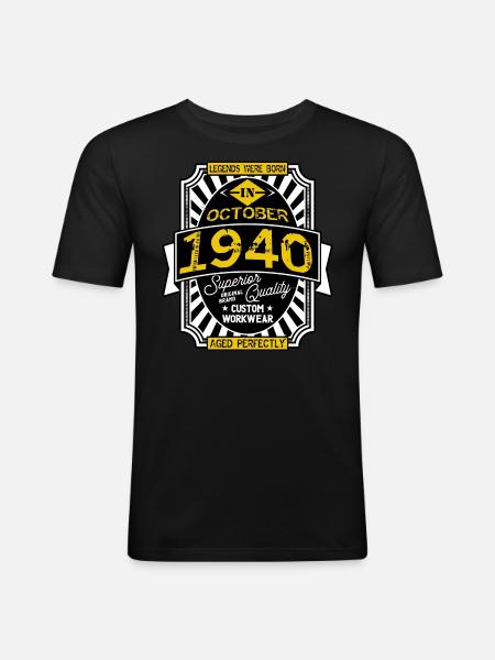 1940 OCTOBER - Men's Slim Fit T-Shirt - black
