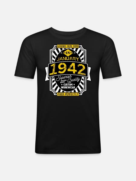1942 JANUARY - T-shirt près du corps Homme - noir