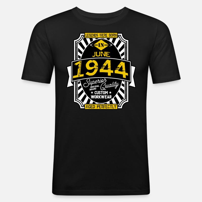 1944 JUNI - Männer Slim Fit T-Shirt - Schwarz