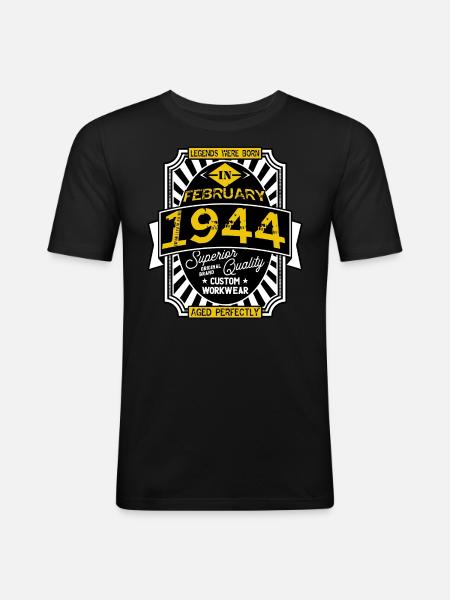 1944 FEBRUARY - Men's Slim Fit T-Shirt - black