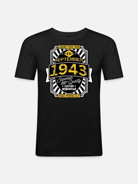 1943 SEPTEMBER - Men's Slim Fit T-Shirt - black