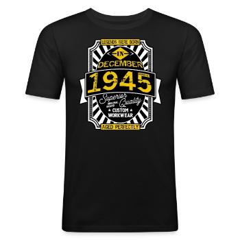 1945 DECEMBER - Men's Slim Fit T-Shirt - black - Front - Nik (191cm)