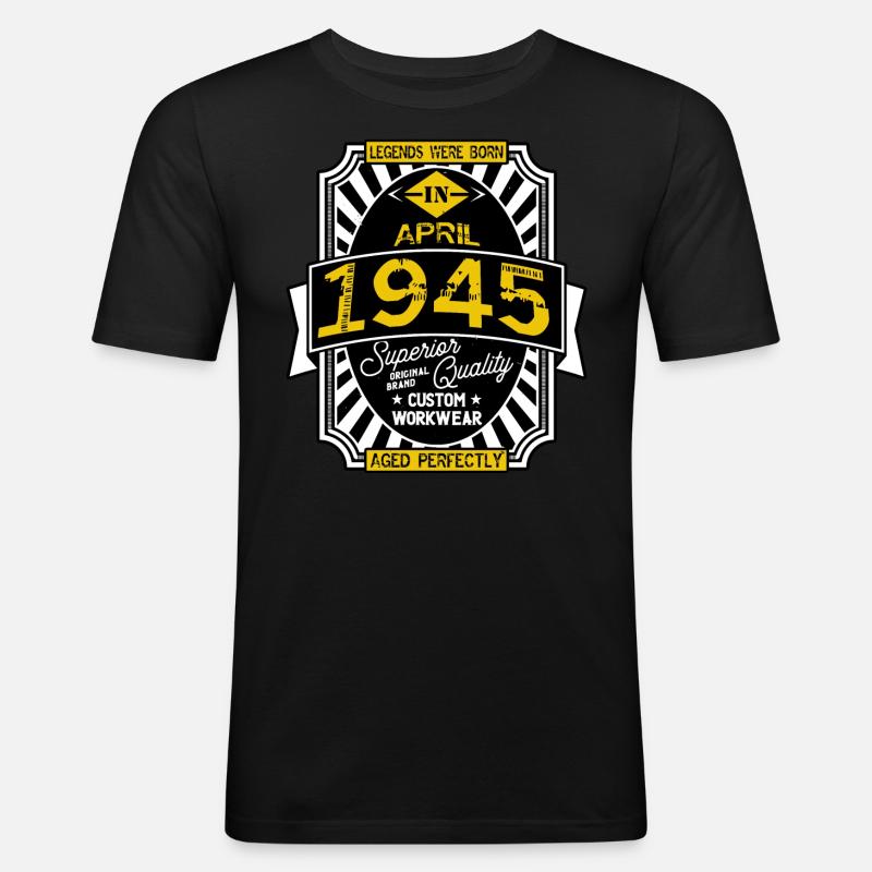 APRIL 1945 - Männer Slim Fit T-Shirt - Schwarz