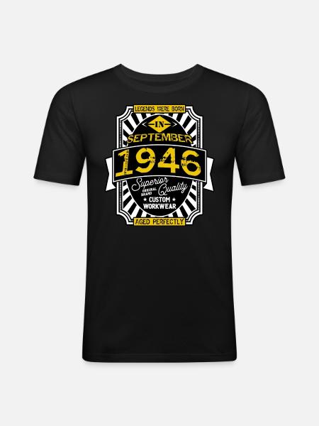 1946 SEPTEMBER - Men's Slim Fit T-Shirt - black