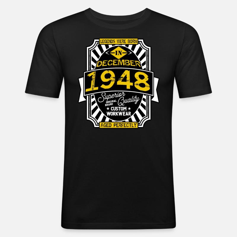 1948 DEZEMBER - Männer Slim Fit T-Shirt - Schwarz