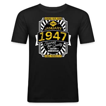1947 JANUARY - Men's Slim Fit T-Shirt - black - Front - Nik (191cm)
