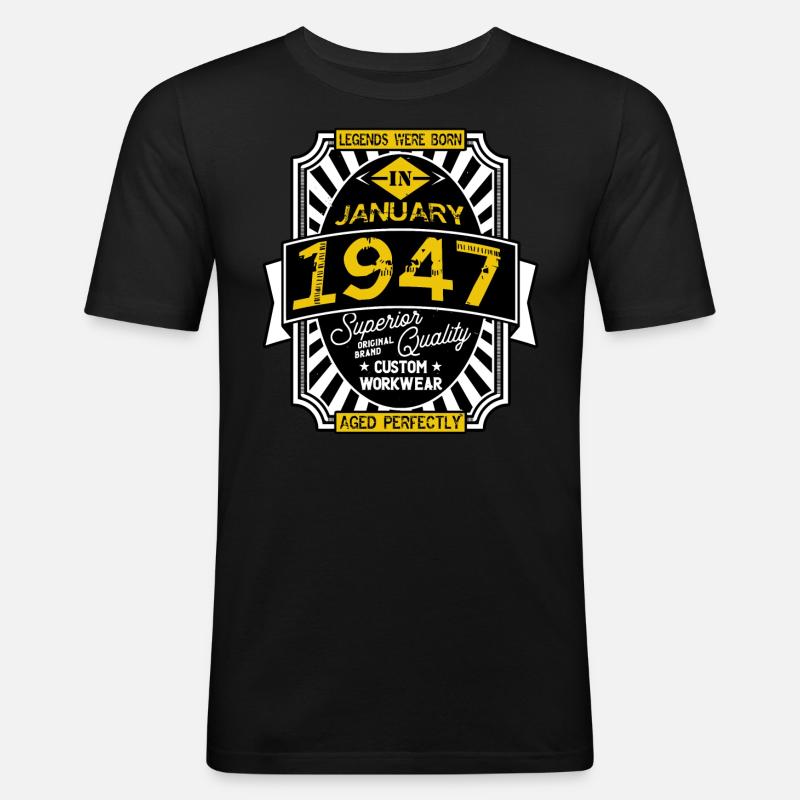 1947 JANUAR - Männer Slim Fit T-Shirt - Schwarz