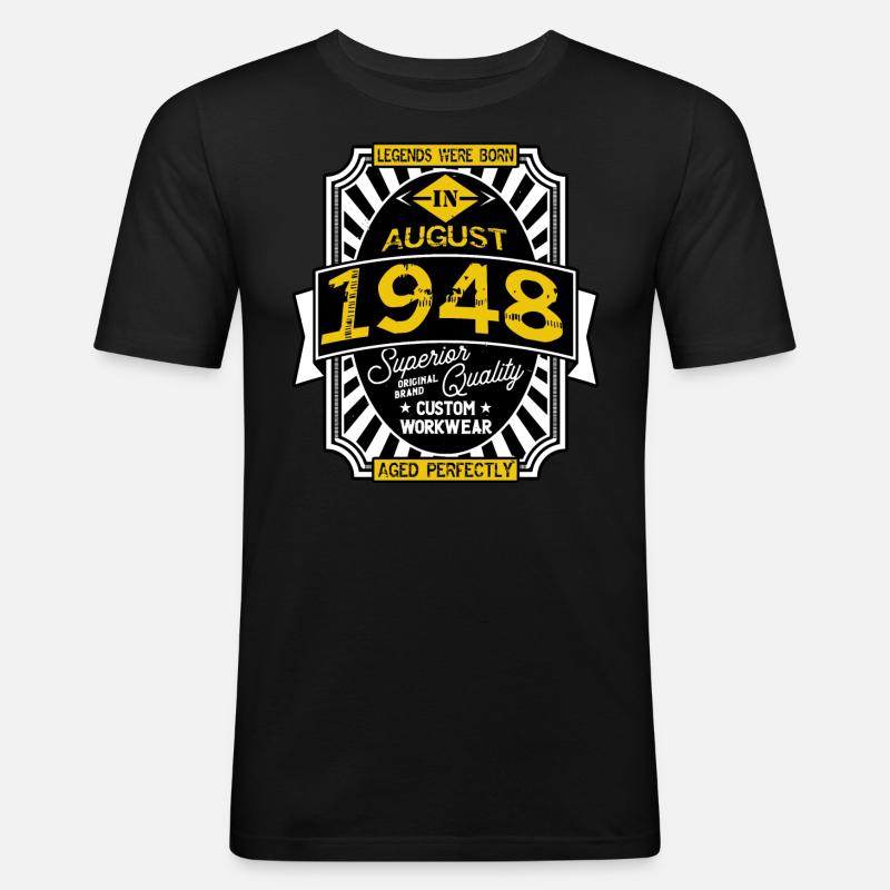 1948 AUGUST - Männer Slim Fit T-Shirt - Schwarz