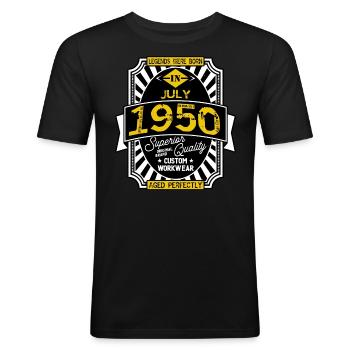 1950 JULY - Men's Slim Fit T-Shirt - black - Front - Nik (191cm)