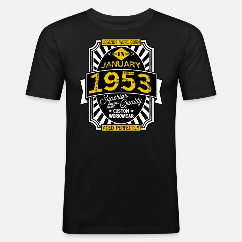 JANUAR 1953 - Männer Slim Fit T-Shirt - Schwarz