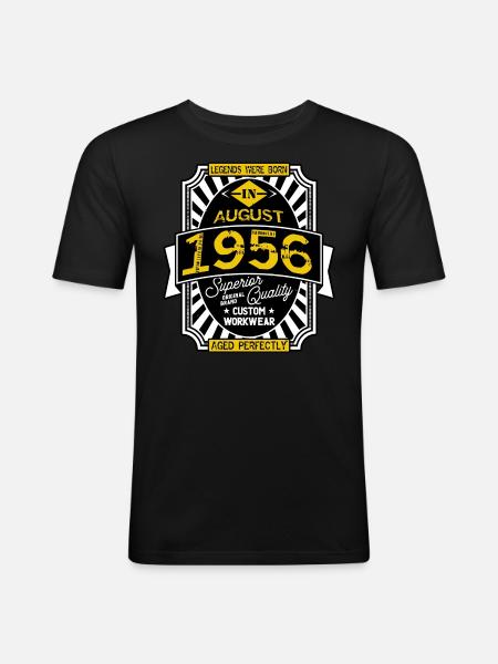 AUGUST 1956 - Männer Slim Fit T-Shirt - Schwarz