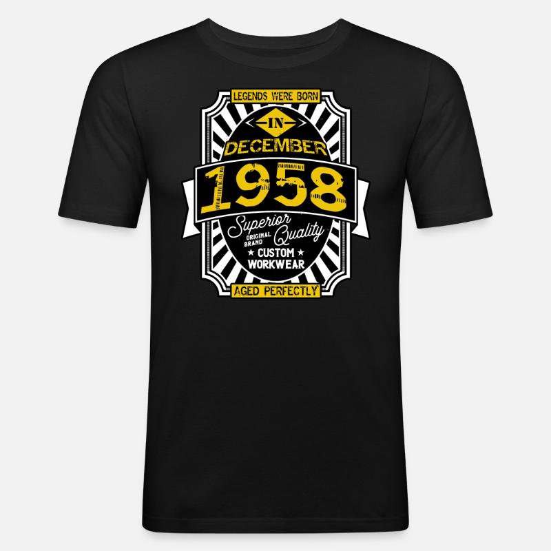 1958 DEZEMBER - Männer Slim Fit T-Shirt - Schwarz