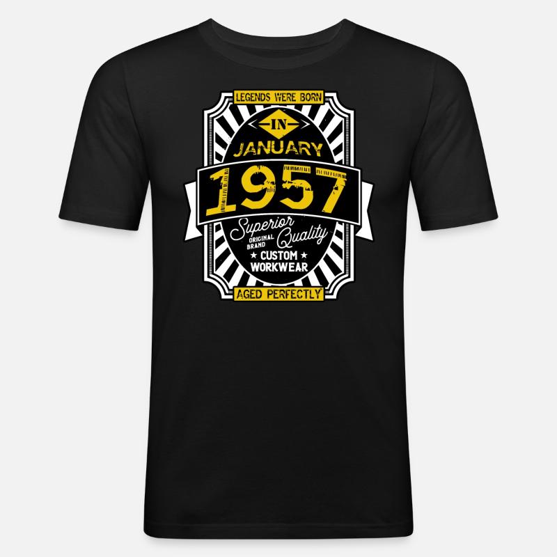 JANUAR 1957 - Männer Slim Fit T-Shirt - Schwarz