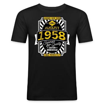 1958 AUGUST - Men's Slim Fit T-Shirt - black - Front - Nik (191cm)