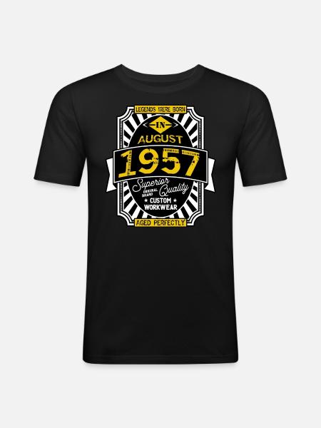 1957 AUGUST - Men's Slim Fit T-Shirt - black